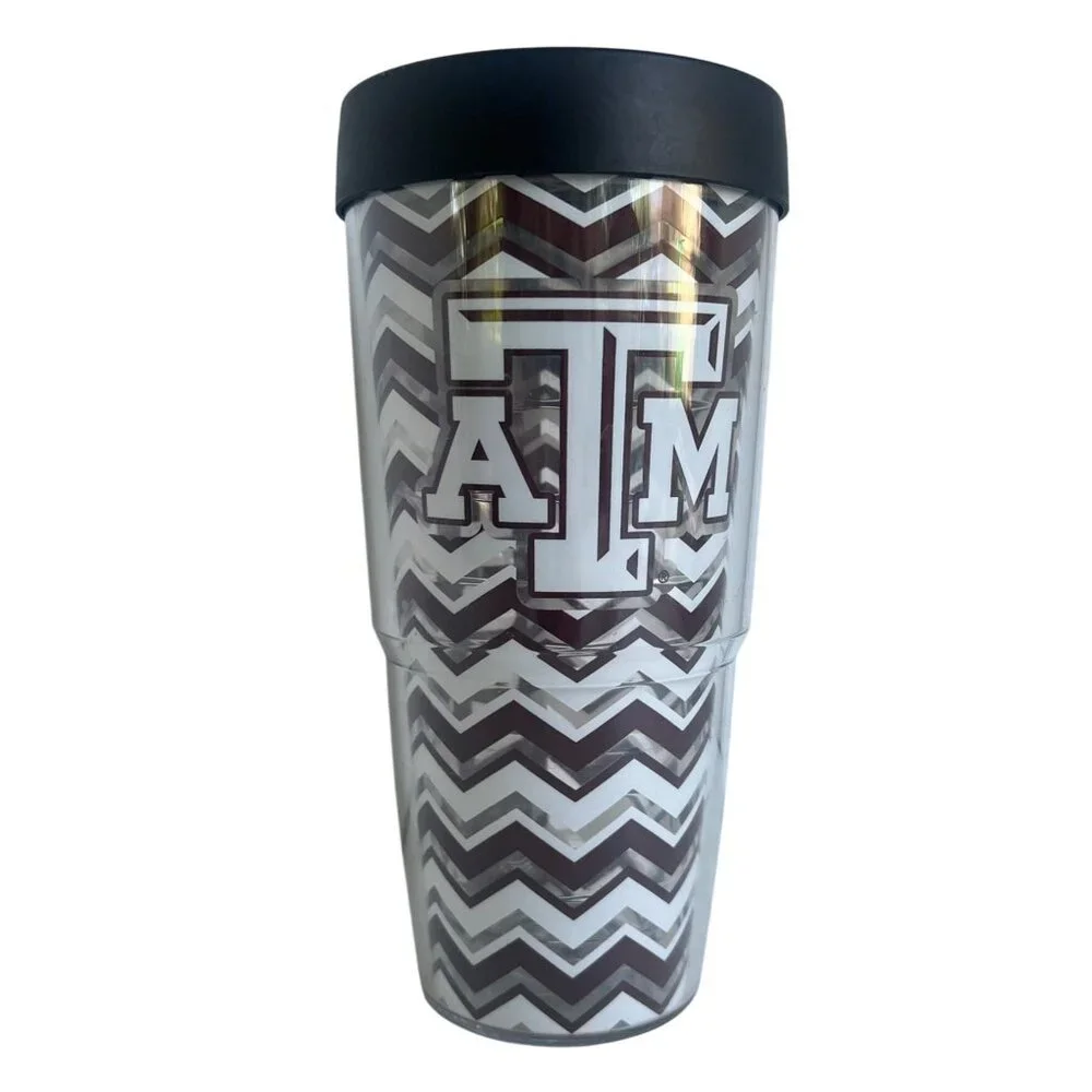 Texas A&M Aggies Chevron Tervis‎ Tumbler 24 Oz With Black Lid Insulated BPA-Free
